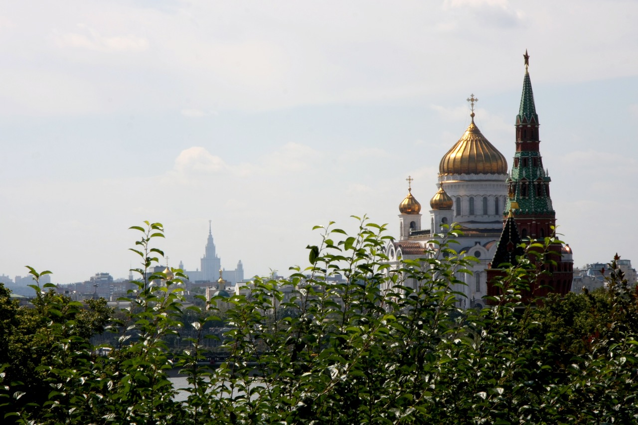 Вид на Москву с храмом Христа Спасителя и Водовзводной башней Московского Кремля