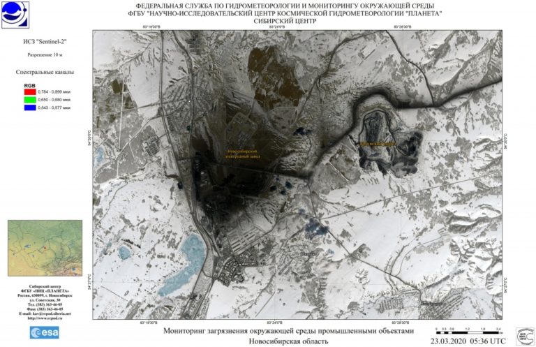 Фотографии из космоса показали скопление черного снега в Новосибирской области