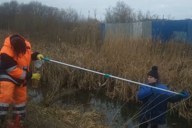 Река Тростянка в Зеленоградске окрасилась в мутно-серый цвет