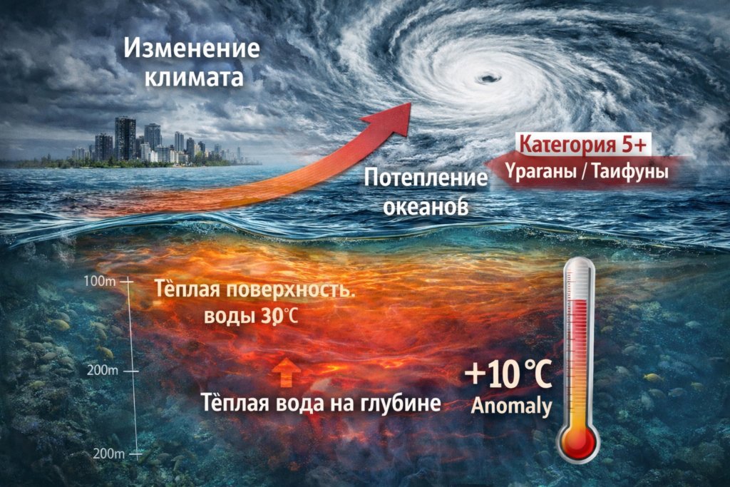 Глубинное тепло океана усиливает тропические циклоны