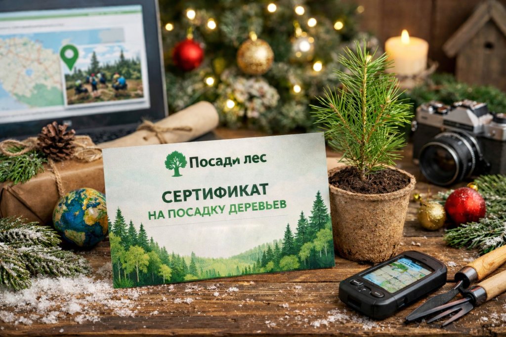 Новогодний новогодний сертификат на посадку деревьев! А вы что дарите?