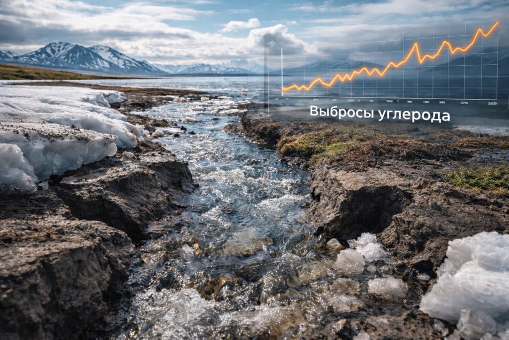 Таяние вечной мерзлоты усиливает выбросы углерода в Арктике