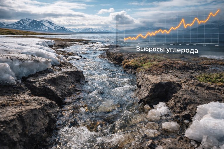 Таяние вечной мерзлоты усиливает выбросы углерода в Арктике
