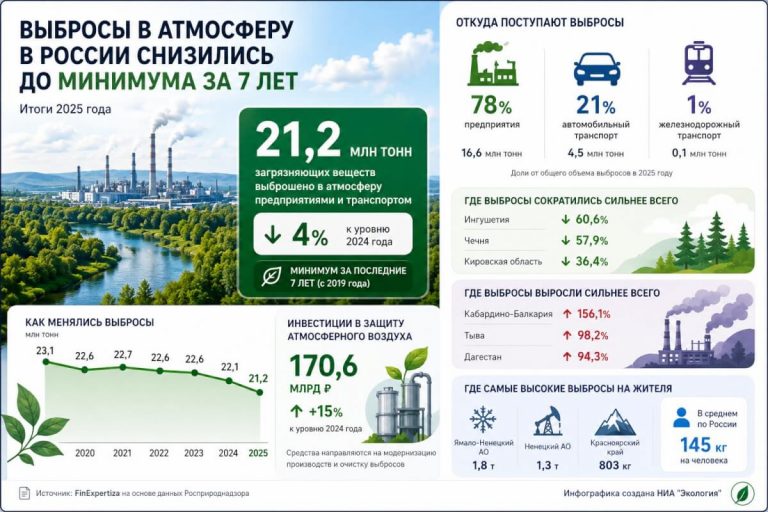 Выбросы в атмосферу в России снизились до минимума за семь лет