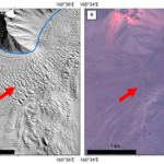 Моренно-покрытая верхняя часть ледника Эрмана на модели ArcticDEM и снимке Landsat 8