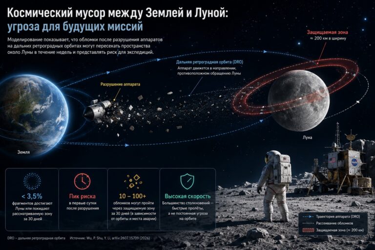 Космический мусор может создать новые риски для полётов к Луне
