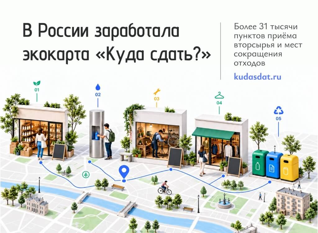 В России запустили экокарту «Куда сдать?» с почти 32 тысячами пунктов сокращения отходов